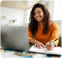 Student studying at a desk